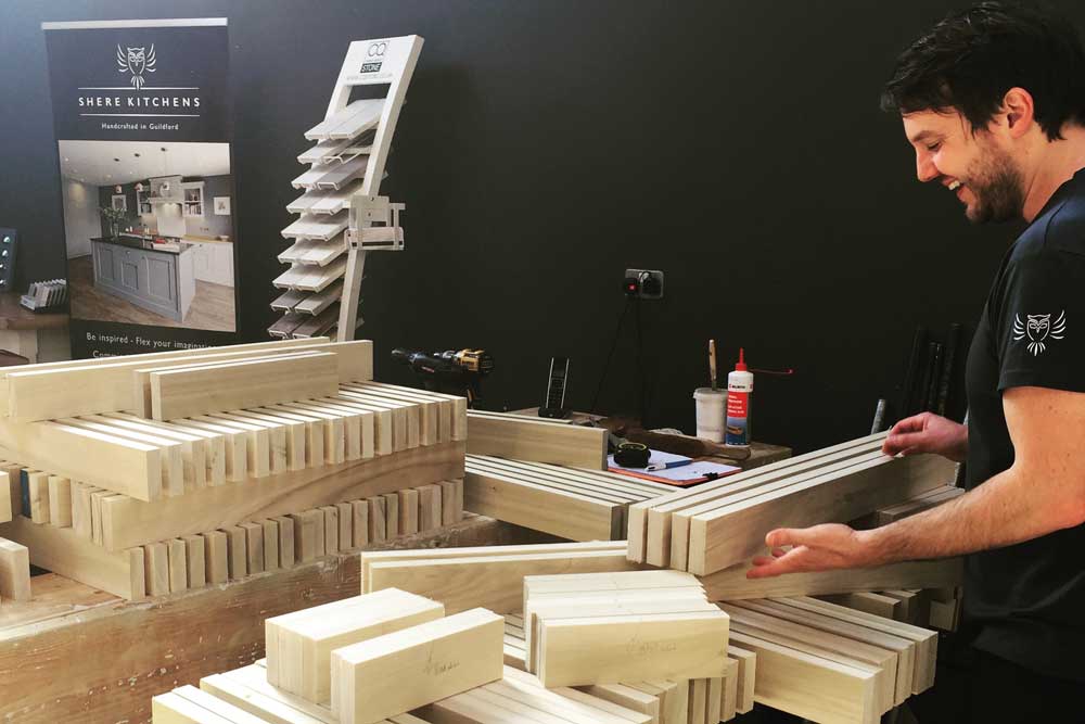 Andy creating a bespoke kitchen in the Shere Kitchens Workshop