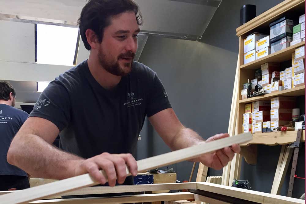 Mike creating a bespoke kitchen in the Shere Kitchens Workshop