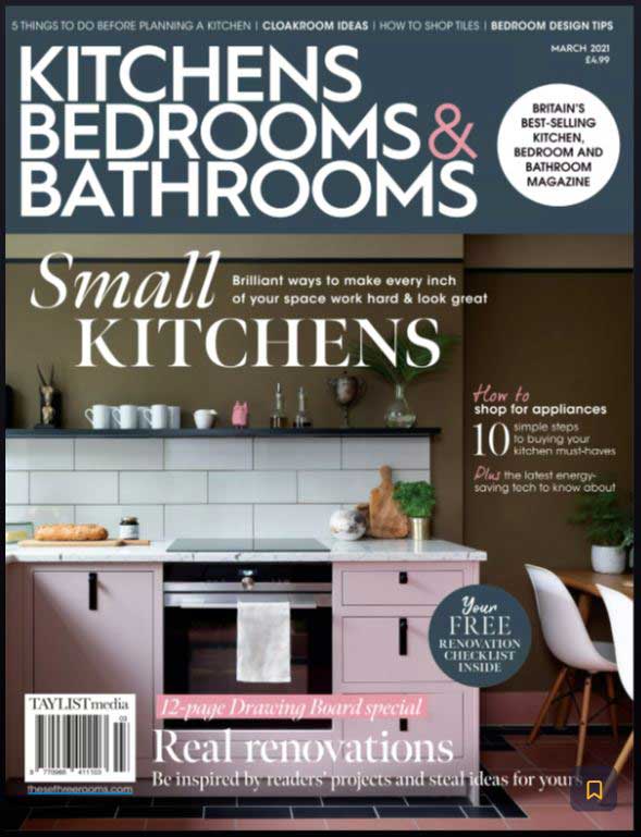 Kitchens Bedrooms & Bathrooms March 2021 magazine featuring Shere Kitchens