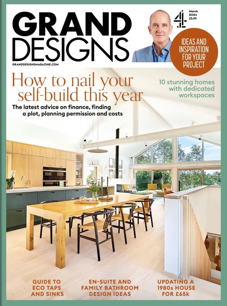 Grand Designs January 2024 magazine featuring Shere Kitchens