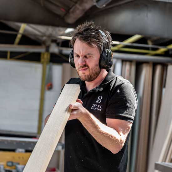 Our Master Craftsman Andy handbuilding a kitchen