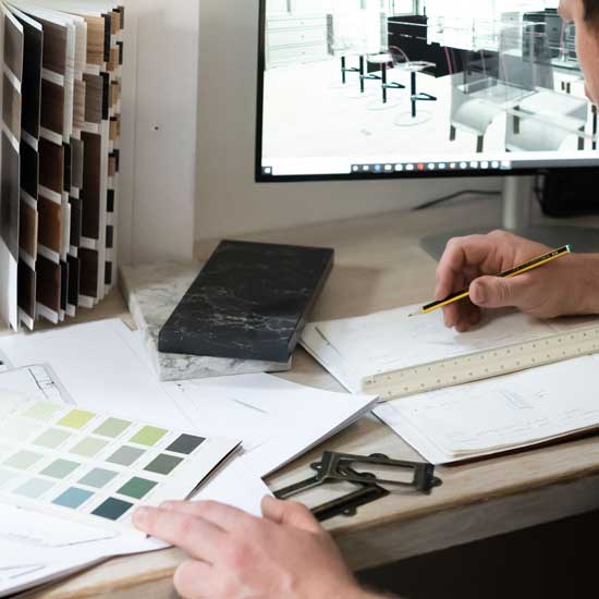 Mike designing a beautiful kitchen in Shere Guildford Surrey