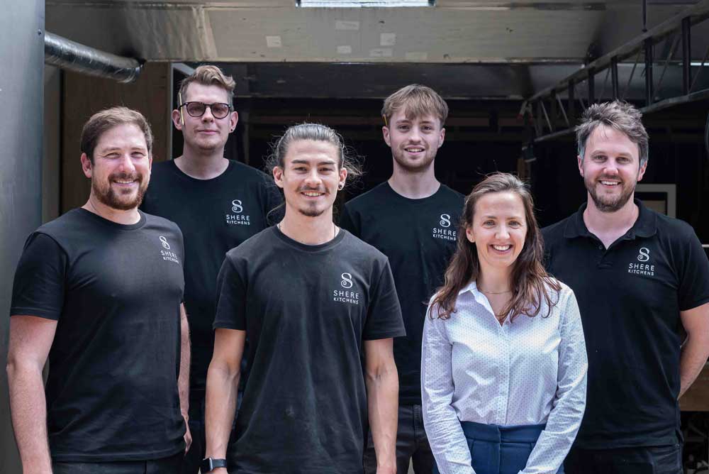 Shere Kitchens Team - outside their workshop in Shere Guildford Surrey